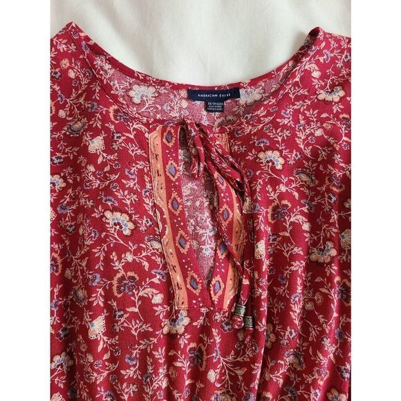 American Eagle Boho Fit & Flare Mini Dress Women's XS Multicolor 100% Viscose - Picture 3 of 6